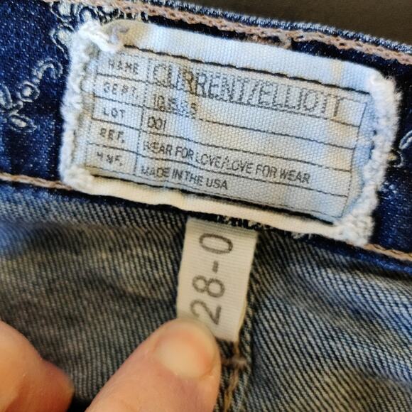 Current/Elliott Blue The Rolled Jeans in Indigo Rose Lattice Print Size 28 - Picture 8 of 13